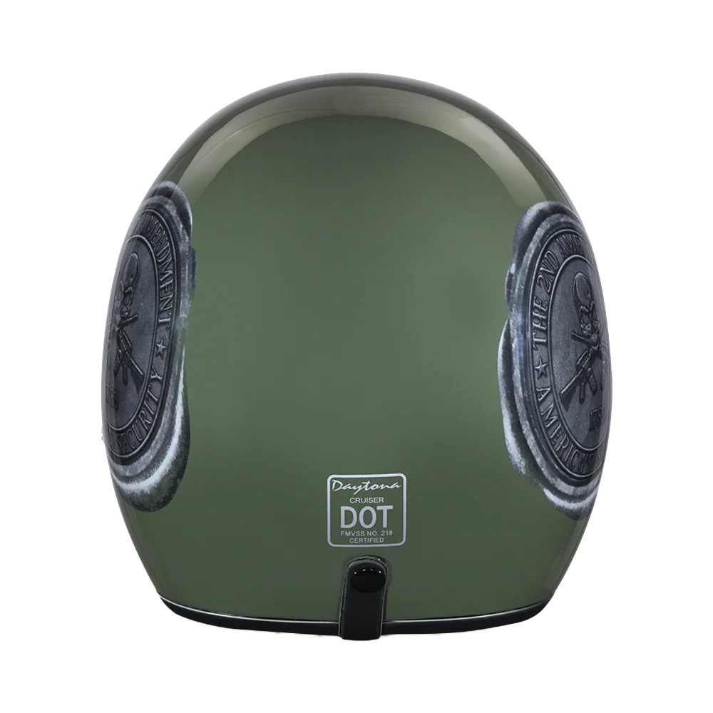 DOT Approved Daytona Cruiser Open Face Motorcycle Helmet - Men, Women & Youth - With Visor & Graphics - W/ 2nd Amendment Seal - Image 4