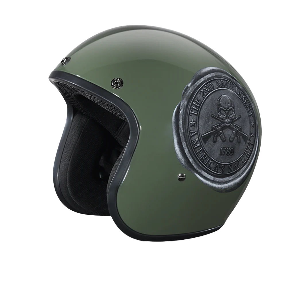 DOT Approved Daytona Cruiser Open Face Motorcycle Helmet - Men, Women & Youth - With Visor & Graphics - W/ 2nd Amendment Seal - Image 5
