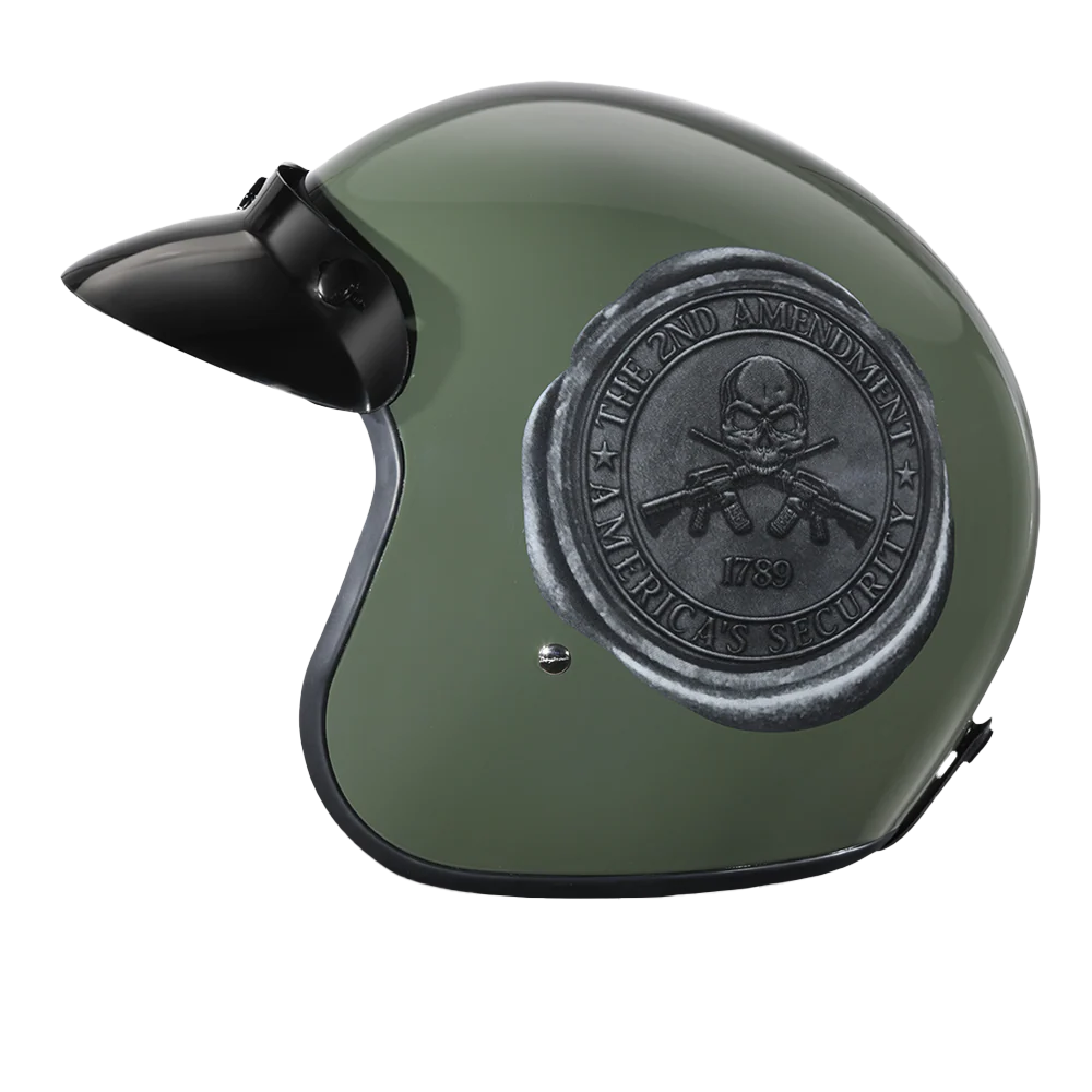 DOT Approved Daytona Cruiser Open Face Motorcycle Helmet - Men, Women & Youth - With Visor & Graphics - W/ 2nd Amendment Seal - Image 6