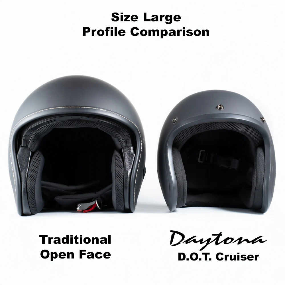 DOT Approved Daytona Cruiser Open Face Motorcycle Helmet - Men, Women & Youth - With Visor & Graphics - W/ Daytona 30th - Image 10