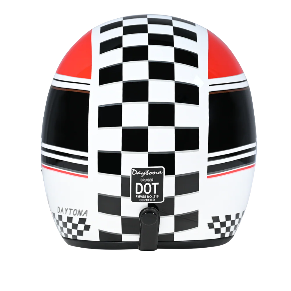 DOT Approved Daytona Cruiser Open Face Motorcycle Helmet - Men, Women & Youth - With Visor & Graphics - W/ Daytona Classic - Image 4