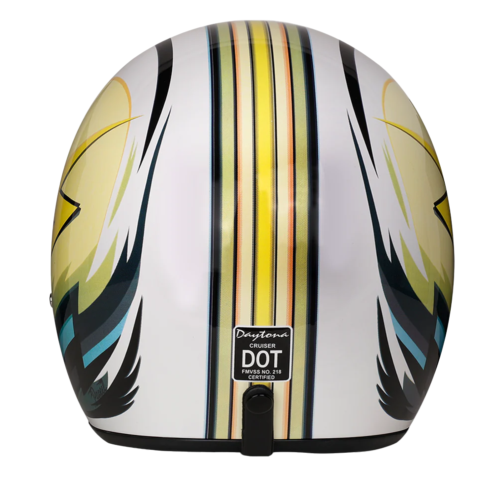 DOT Approved Daytona Cruiser Open Face Motorcycle Helmet - Men, Women & Youth - With Visor & Graphics - W/ Lightning - Image 4