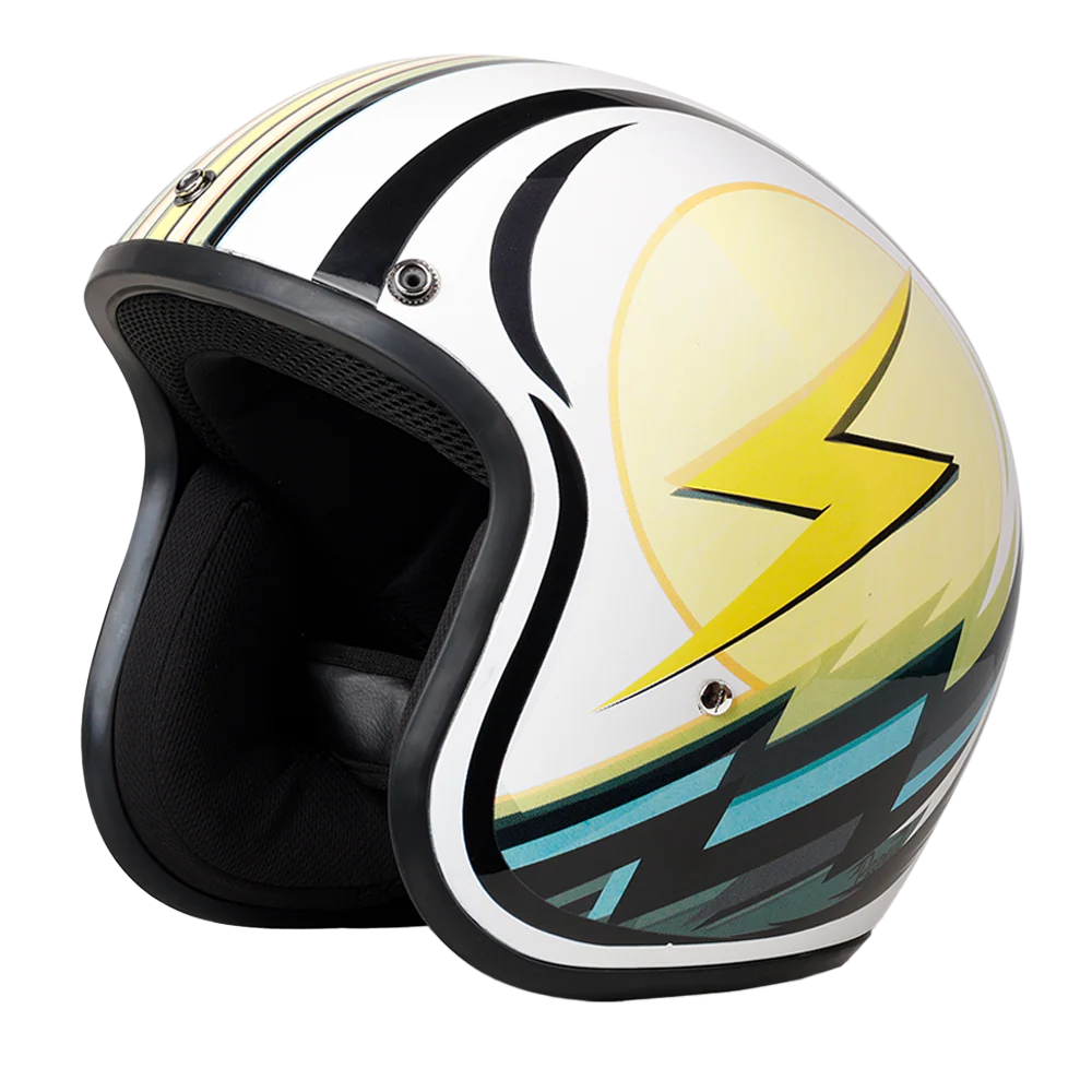 DOT Approved Daytona Cruiser Open Face Motorcycle Helmet - Men, Women & Youth - With Visor & Graphics - W/ Lightning - Image 6