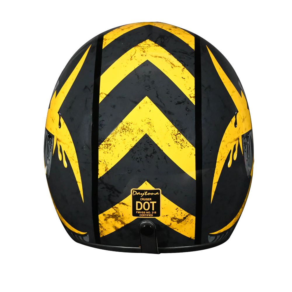 DOT Approved Daytona Cruiser Open Face Motorcycle Helmet - Men, Women & Youth - With Visor & Graphics - W/ Toxic - Image 4