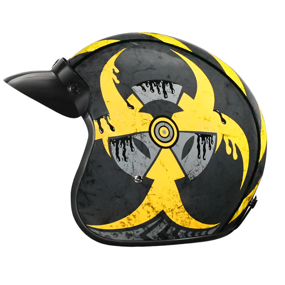 DOT Approved Daytona Cruiser Open Face Motorcycle Helmet - Men, Women & Youth - With Visor & Graphics - W/ Toxic - Image 5