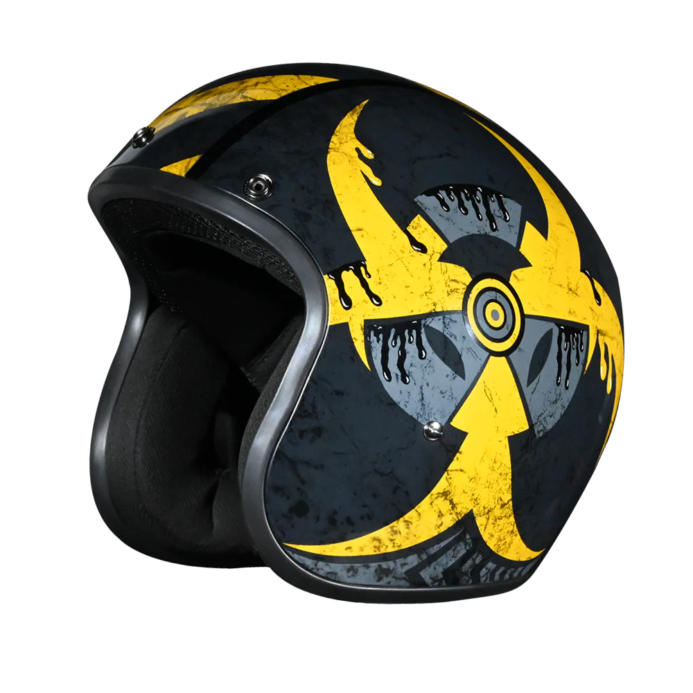 DOT Approved Daytona Cruiser Open Face Motorcycle Helmet - Men, Women & Youth - With Visor & Graphics - W/ Toxic - Image 6