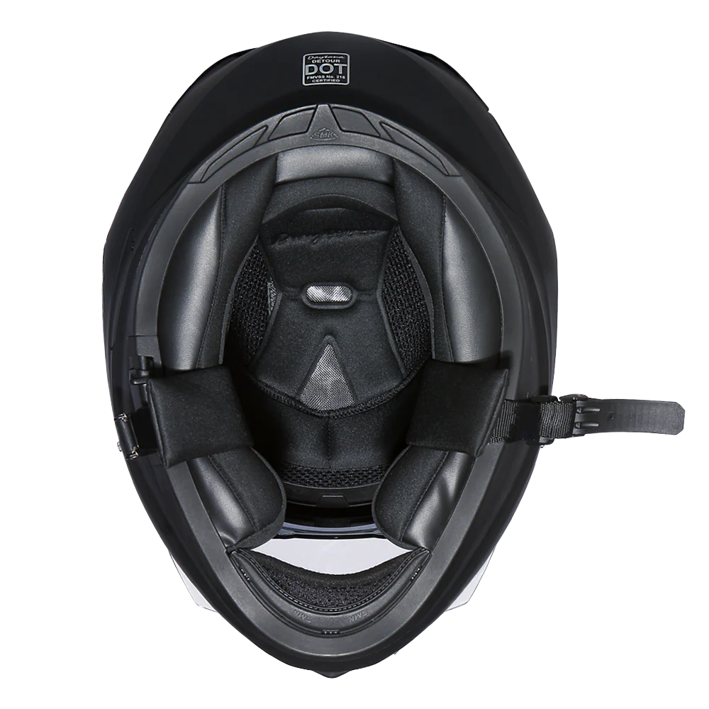 Daytona Detour Full Face Motorcycle Helmet - DOT Certified, Dual Visor, Street Bike Helmet, Men/Women/Youth - Dull Black - Image 6