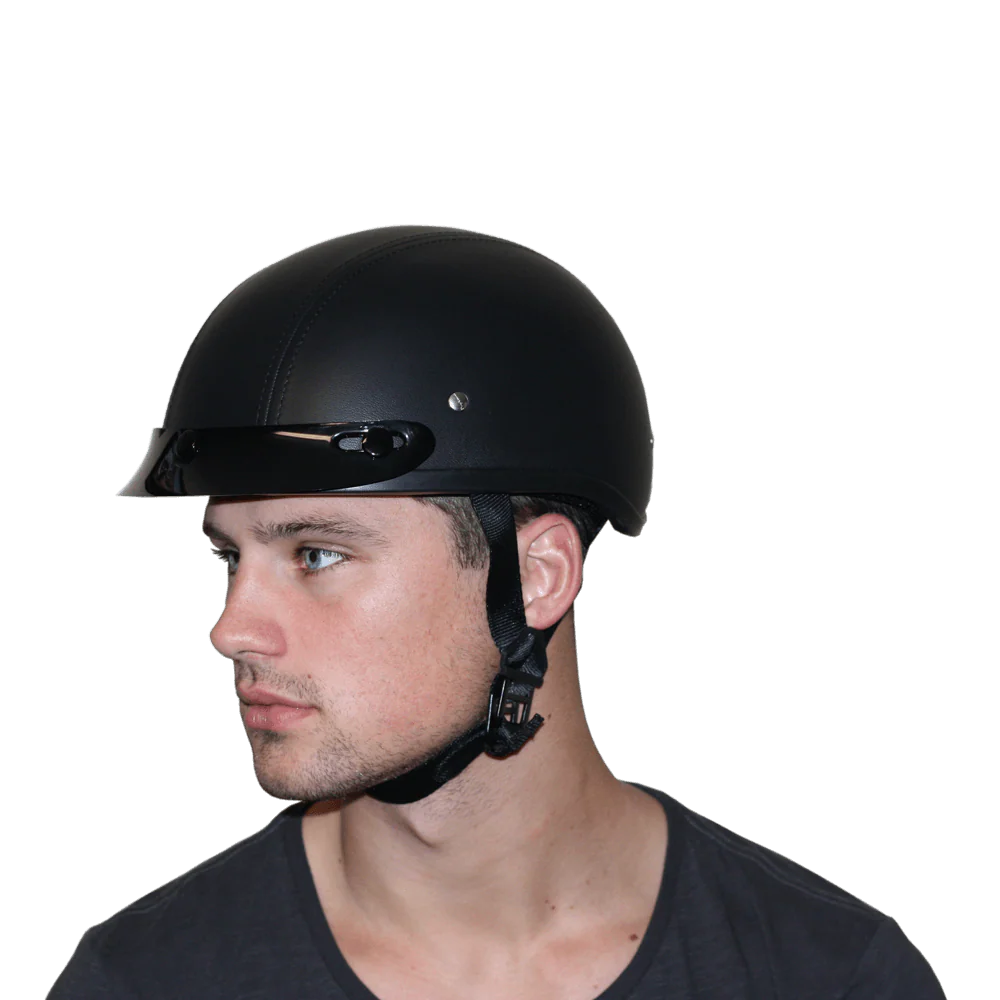D.O.T. Daytona Skull Cap- Leather Covered - Image 7