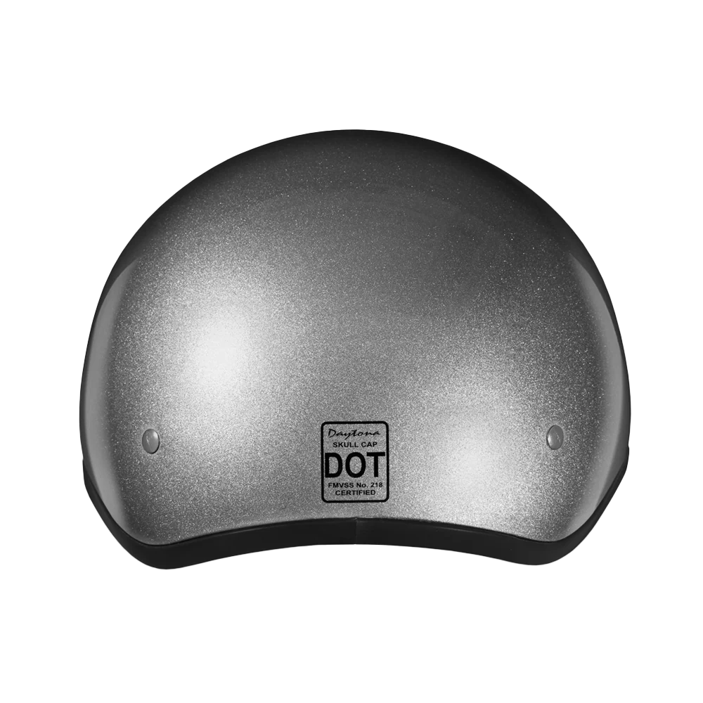 DOT Approved Daytona Skull Cap Half Shell Motorcycle Helmet - Beanie Style for Motorcycles, Cruisers, Scooters, and Mopeds - Silver Metallic - Image 3