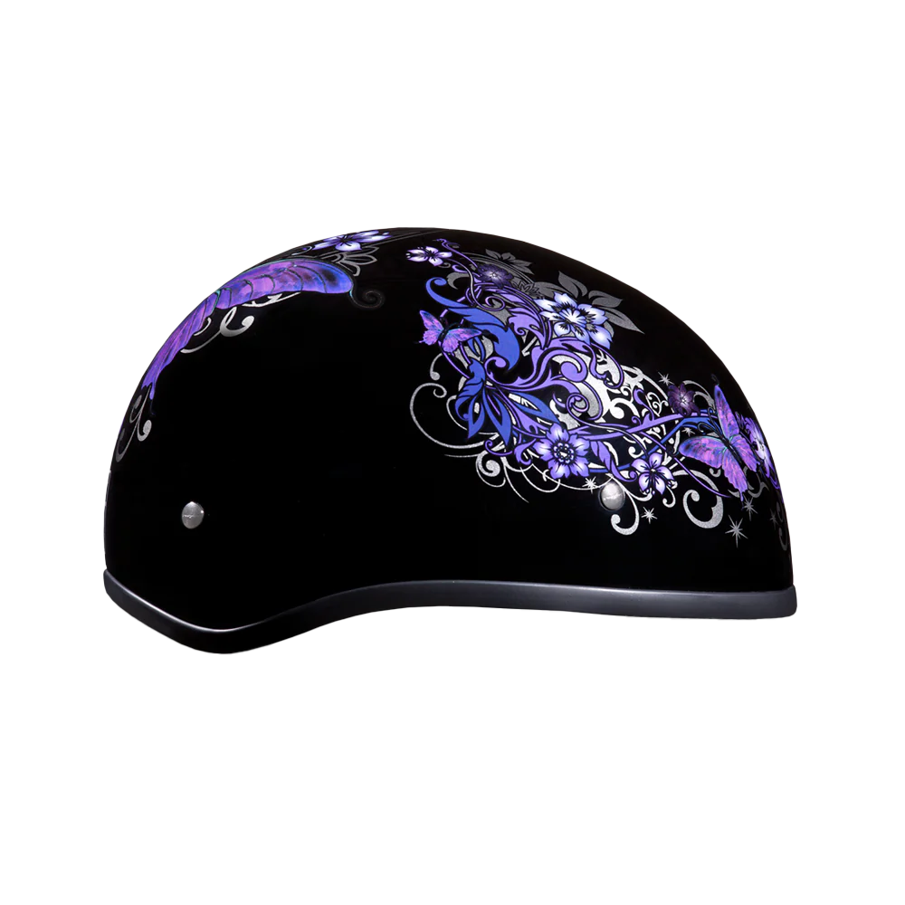 DOT Approved Daytona Motorcycle Half Face Helmet - Skull Cap Graphics for Men & Women, Scooters, ATVs, UTVs & Choppers - W/ Butterfly - Image 4