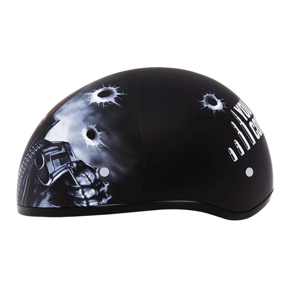 DOT Approved Daytona Motorcycle Half Face Helmet - Skull Cap Graphics for Men & Women, Scooters, ATVs, UTVs & Choppers - W/ Come Get 'Em - Image 3
