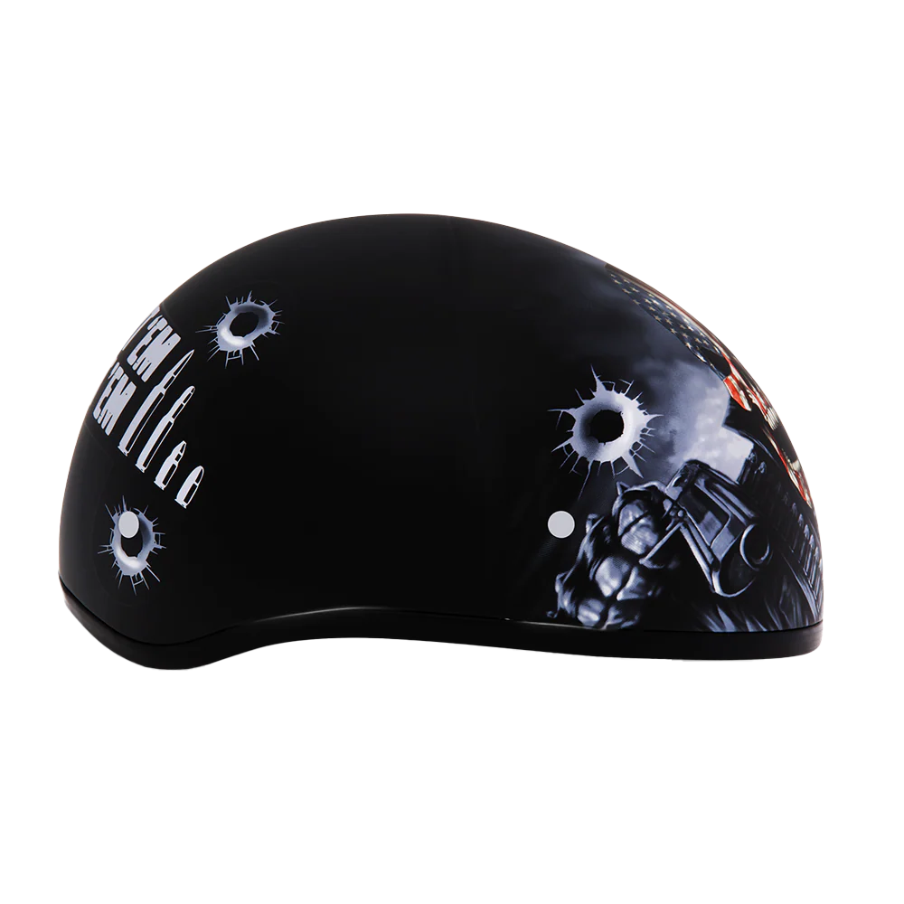 DOT Approved Daytona Motorcycle Half Face Helmet - Skull Cap Graphics for Men & Women, Scooters, ATVs, UTVs & Choppers - W/ Come Get 'Em - Image 5