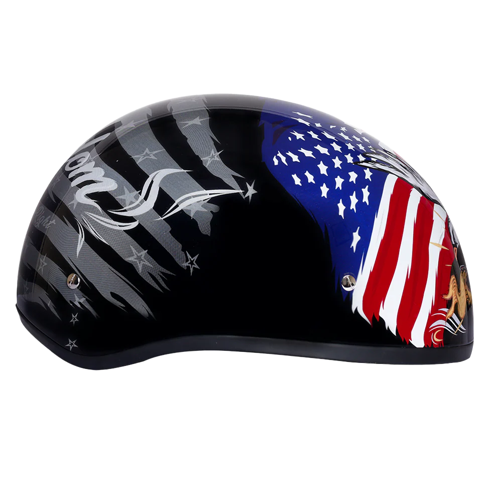 DOT Approved Daytona Motorcycle Half Face Helmet - Skull Cap Graphics for Men & Women, Scooters, ATVs, UTVs & Choppers - W/ Freedom 2.0 - Image 5