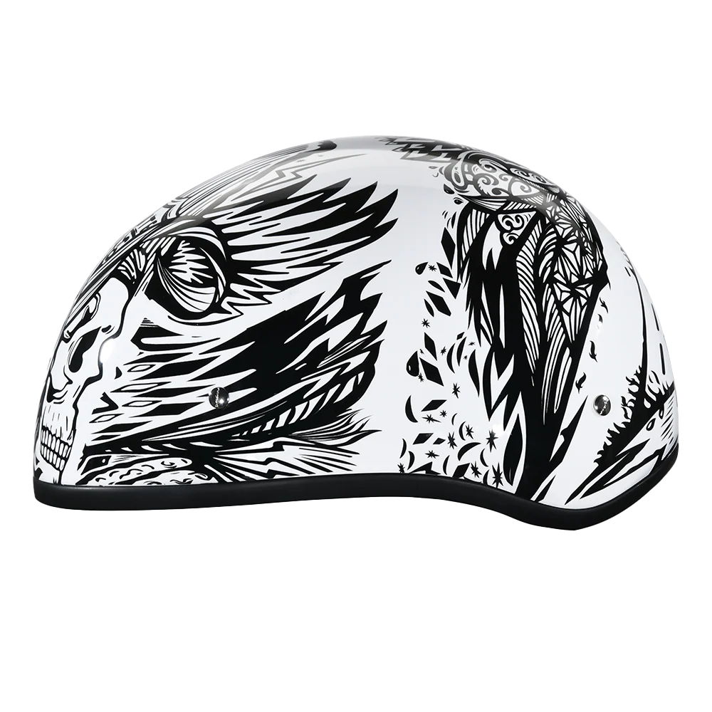 DOT Approved Daytona Motorcycle Half Face Helmet - Skull Cap Graphics for Men & Women, Scooters, ATVs, UTVs & Choppers - W/ Live Fast - Image 3