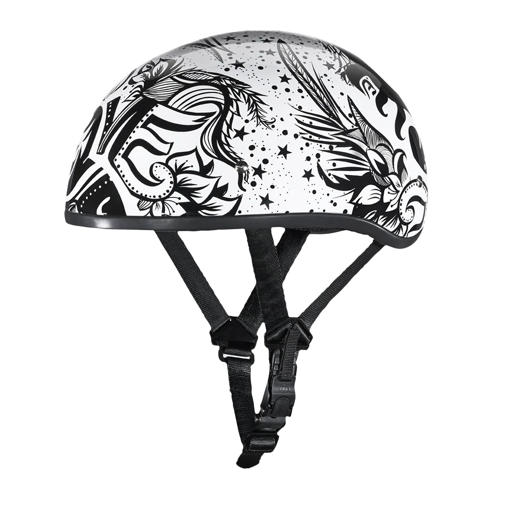 DOT Approved Daytona Motorcycle Half Face Helmet - Skull Cap Graphics for Men & Women, Scooters, ATVs, UTVs & Choppers - W/ Lovesee - Image 2