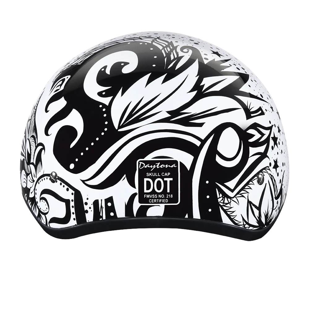 DOT Approved Daytona Motorcycle Half Face Helmet - Skull Cap Graphics for Men & Women, Scooters, ATVs, UTVs & Choppers - W/ Lovesee - Image 4