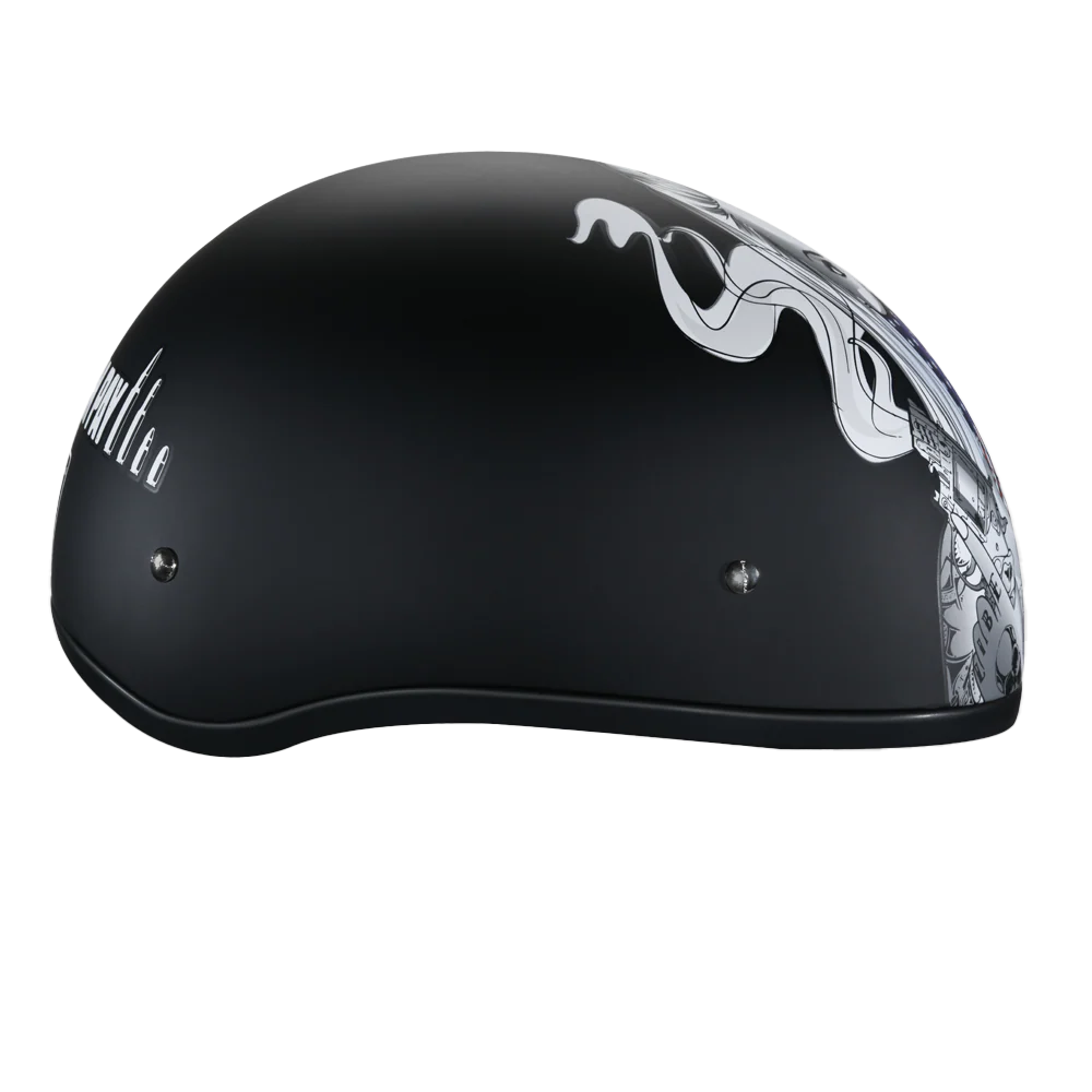 DOT Approved Daytona Motorcycle Half Face Helmet - Skull Cap Graphics for Men & Women, Scooters, ATVs, UTVs & Choppers - W/ Make 'Em Pay - Image 5