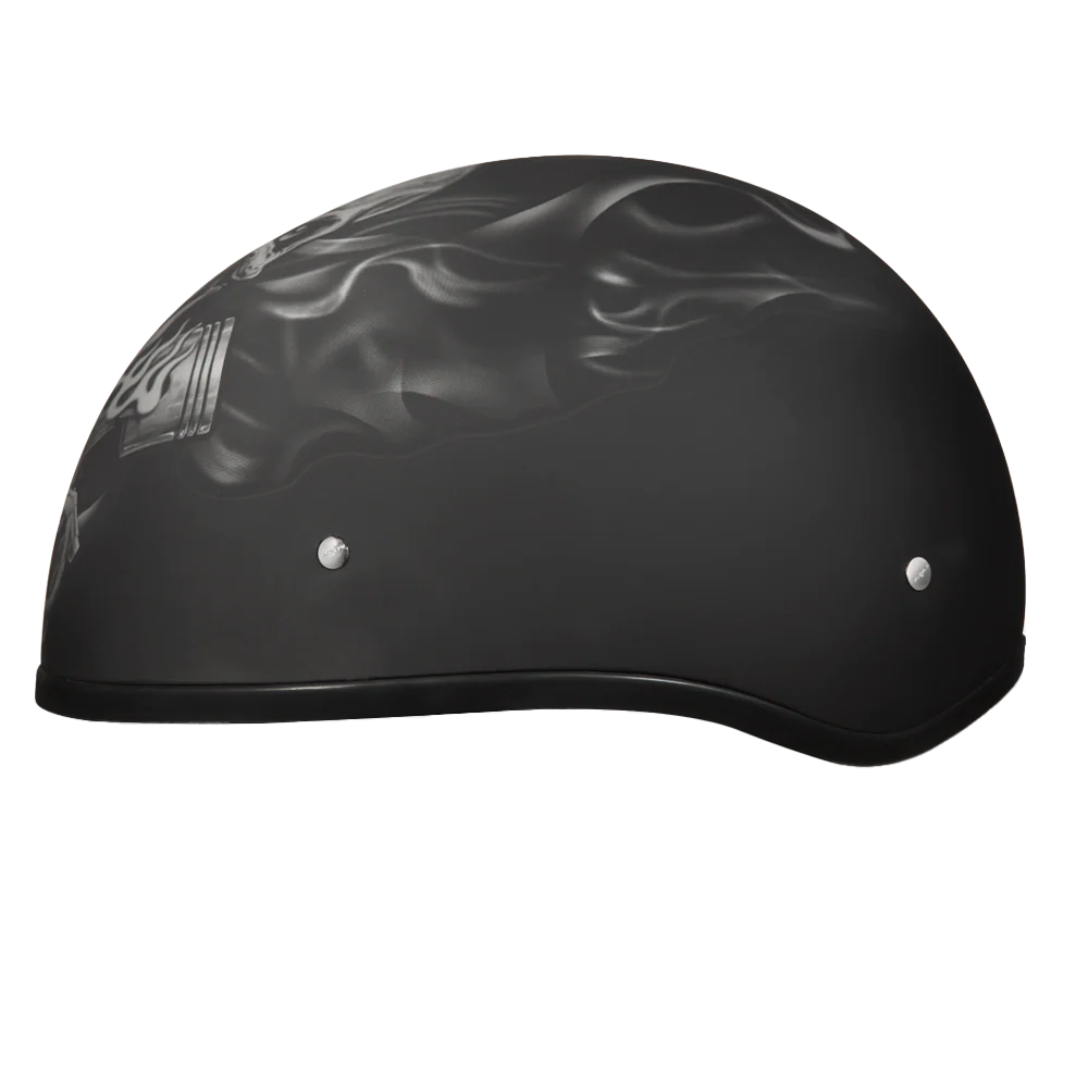 DOT Approved Daytona Motorcycle Half Face Helmet - Skull Cap Graphics for Men & Women, Scooters, ATVs, UTVs & Choppers - W/ Pistons Skull - Image 3