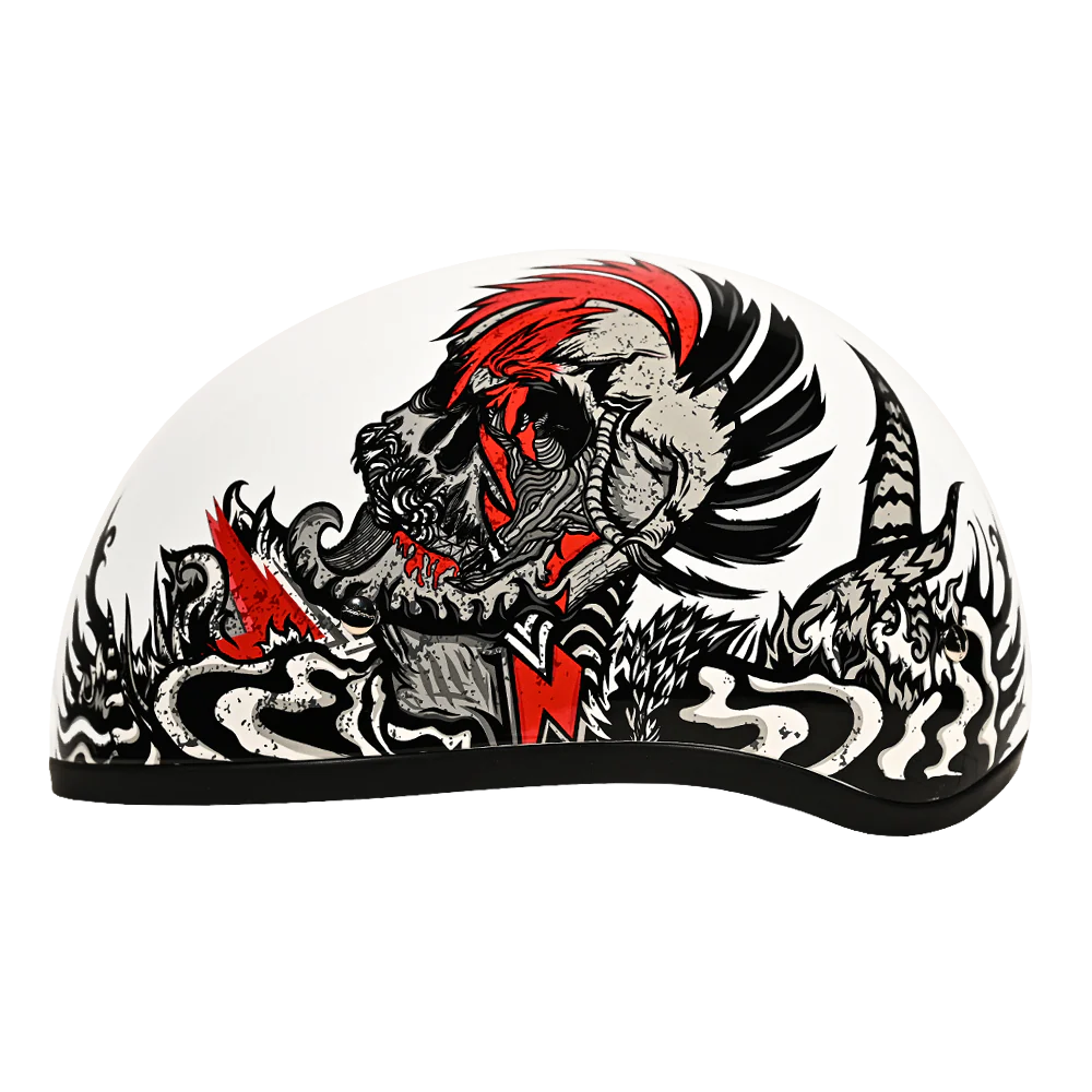 DOT Approved Daytona Motorcycle Half Face Helmet - Skull Cap Graphics for Men & Women, Scooters, ATVs, UTVs & Choppers - W/ Rockin' Reaper - Image 2