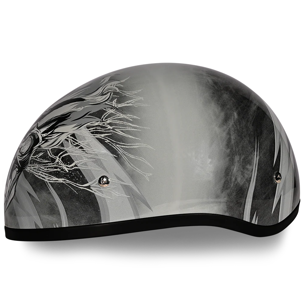 DOT Approved Daytona Motorcycle Half Face Helmet - Skull Cap Graphics for Men & Women, Scooters, ATVs, UTVs & Choppers - W/ Thunder - Image 3