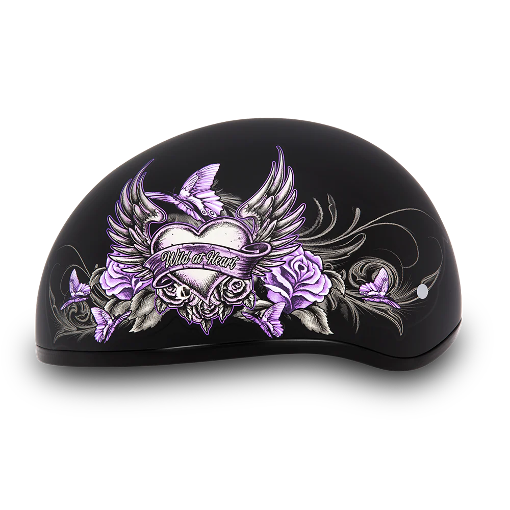 DOT Approved Daytona Motorcycle Half Face Helmet - Skull Cap Graphics for Men & Women, Scooters, ATVs, UTVs & Choppers - W/ Wild At Heart - Image 2