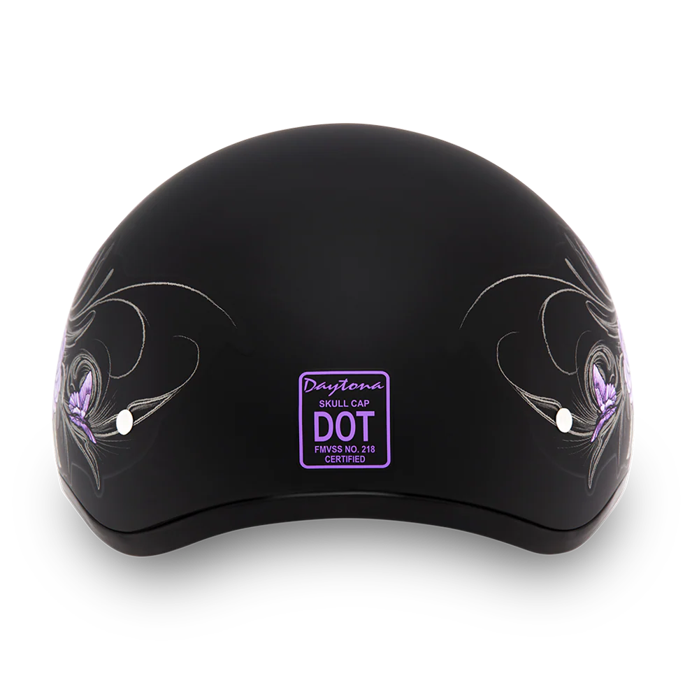 DOT Approved Daytona Motorcycle Half Face Helmet - Skull Cap Graphics for Men & Women, Scooters, ATVs, UTVs & Choppers - W/ Wild At Heart - Image 3