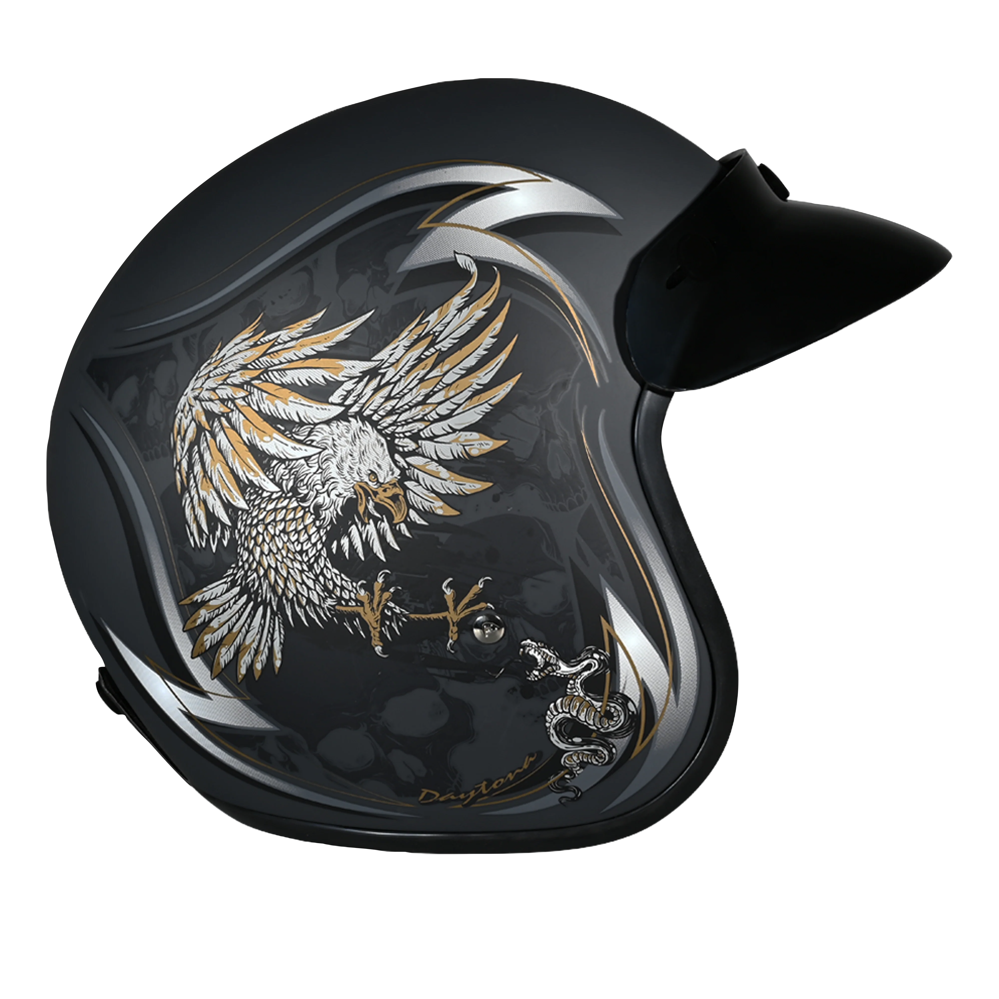 DOT Approved Daytona Cruiser Open Face Motorcycle Helmet - Men, Women & Youth - With Visor & Graphics - W/ Wild Soul - Image 3