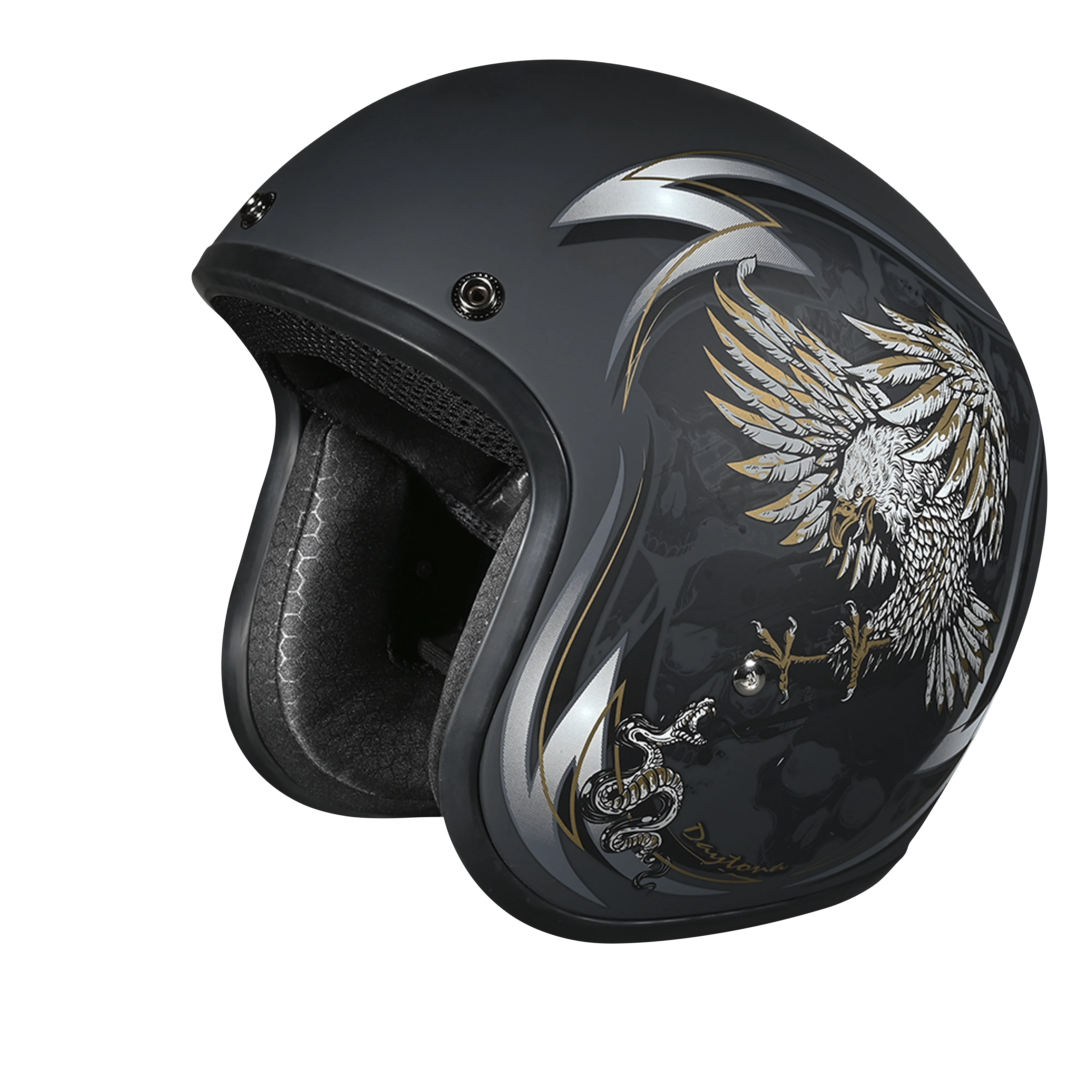 DOT Approved Daytona Cruiser Open Face Motorcycle Helmet - Men, Women & Youth - With Visor & Graphics - W/ Wild Soul - Image 6