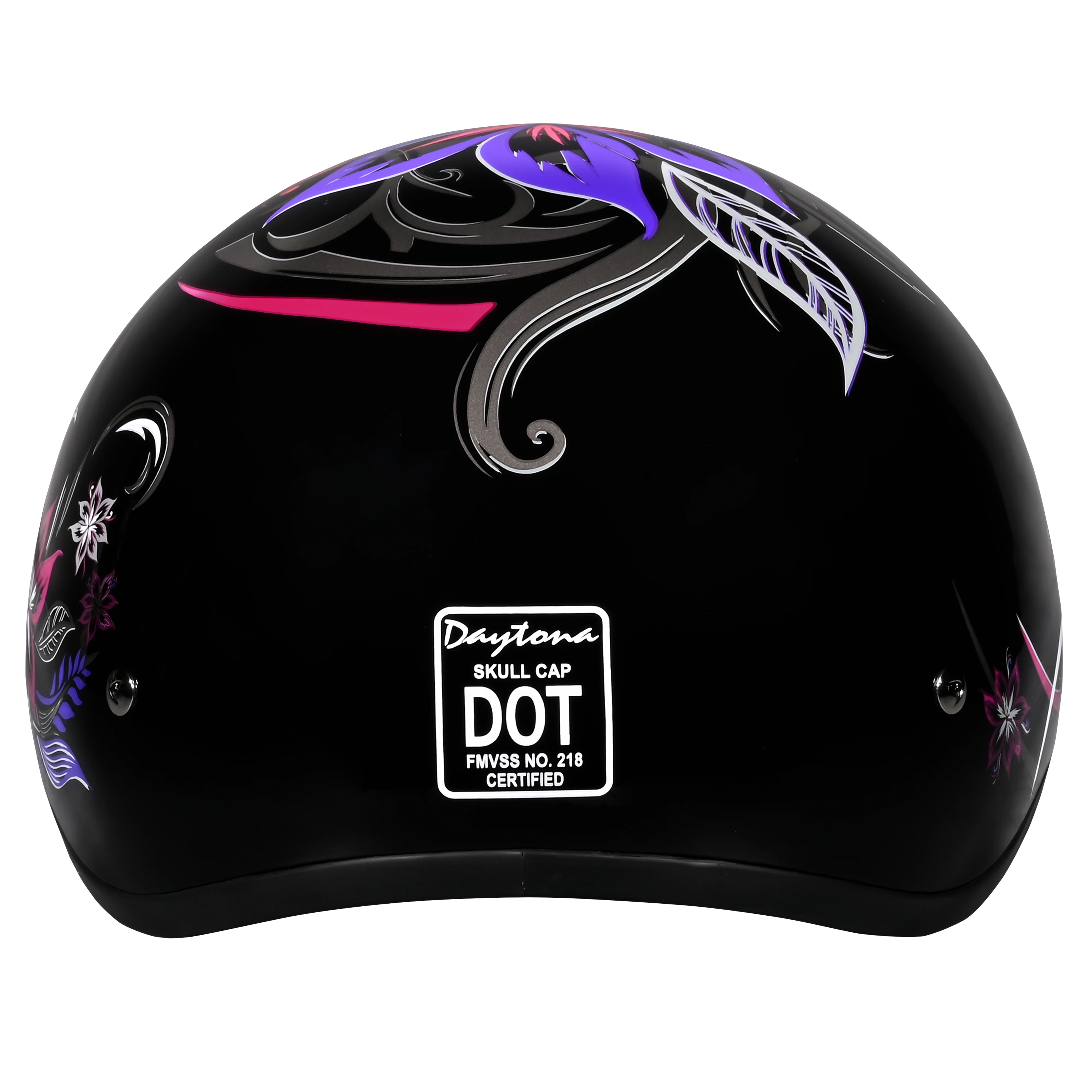 DOT Approved Daytona Motorcycle Half Face Helmet - Skull Cap Graphics for Men & Women, Scooters, ATVs, UTVs & Choppers - W/ Flowers - Image 3