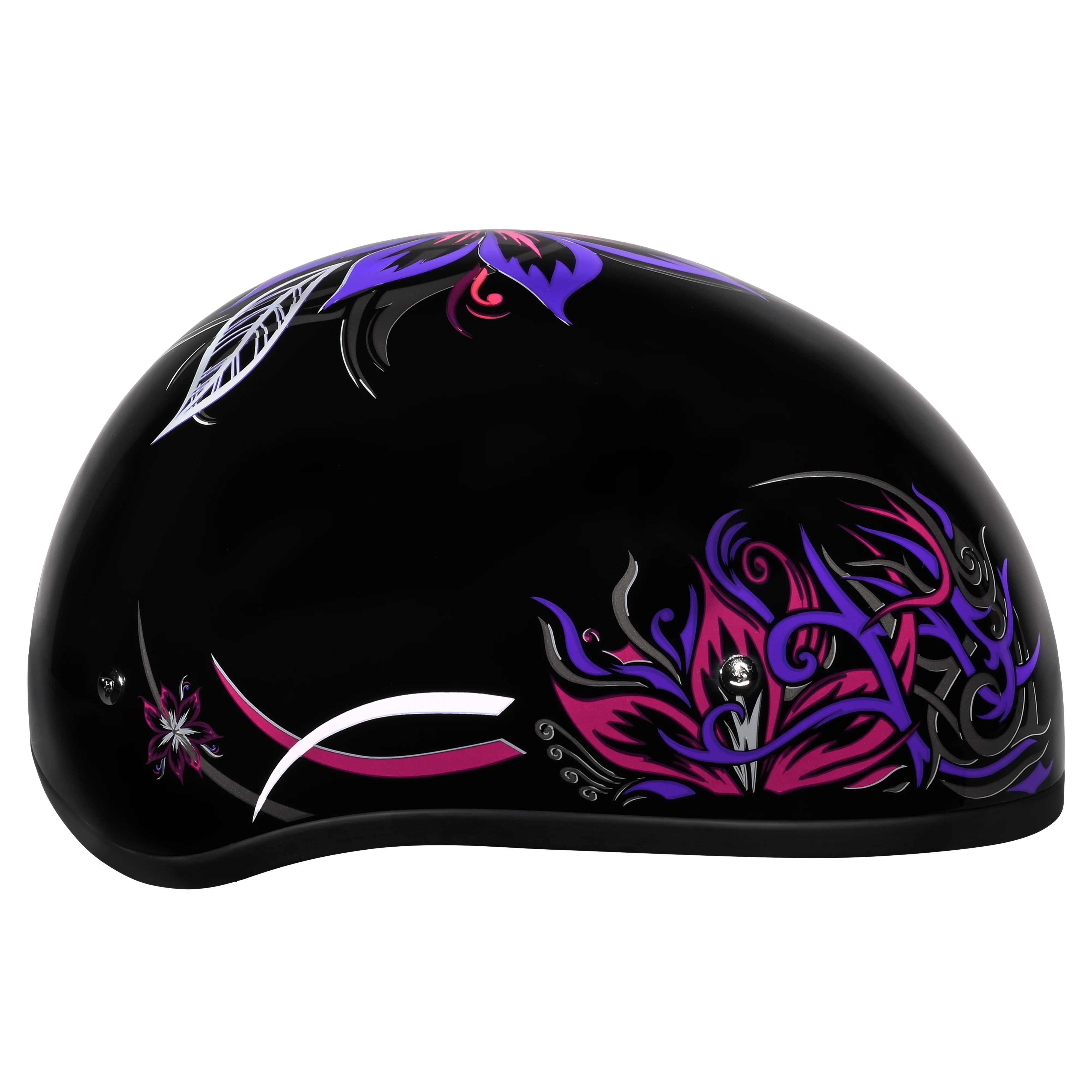 DOT Approved Daytona Motorcycle Half Face Helmet - Skull Cap Graphics for Men & Women, Scooters, ATVs, UTVs & Choppers - W/ Flowers - Image 4