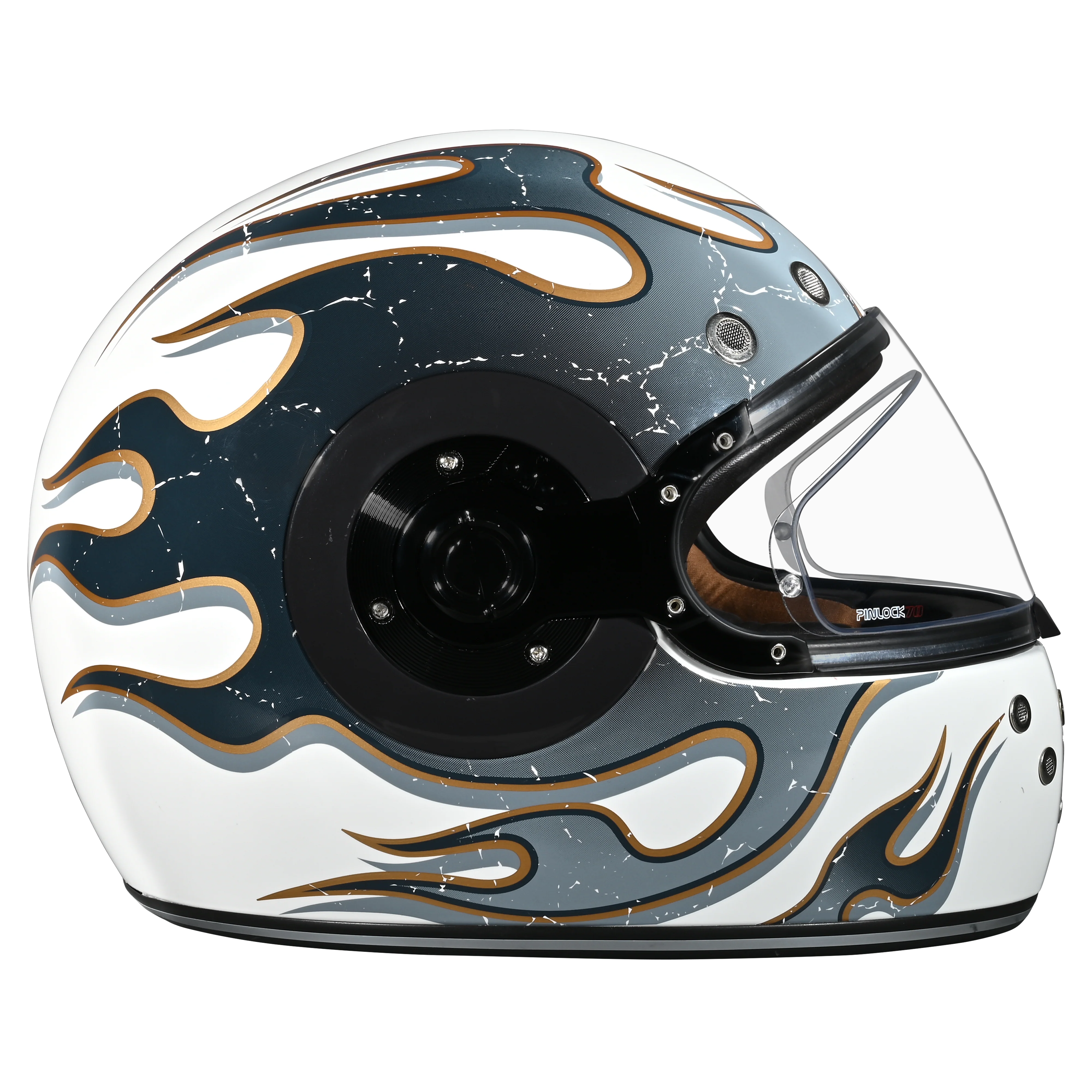 DOT Daytona Retro Full Face Motorcycle Helmet: Vintage Style for Men, Women, & Youth - W/ Flames - Image 4