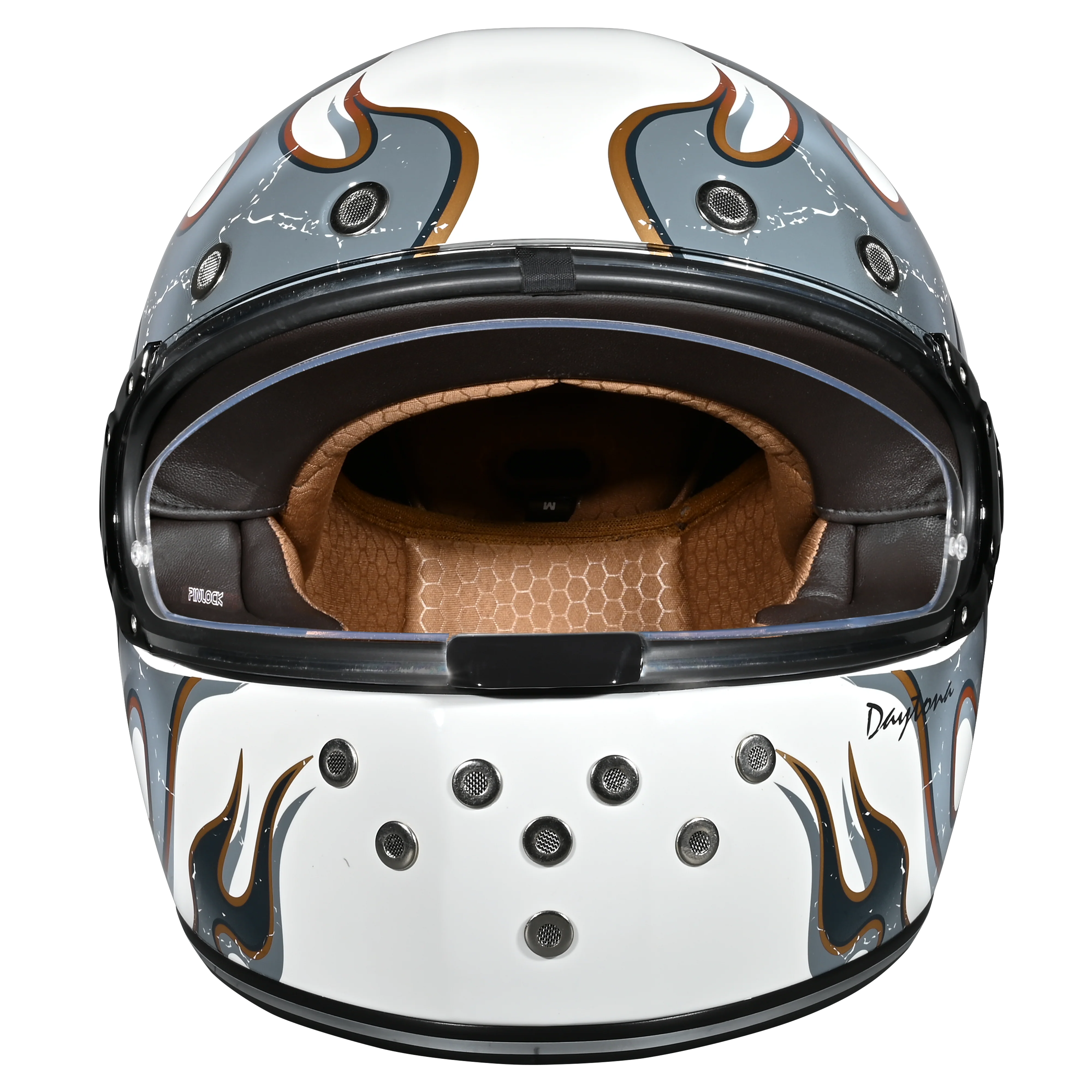 DOT Daytona Retro Full Face Motorcycle Helmet: Vintage Style for Men, Women, & Youth - W/ Flames - Image 5